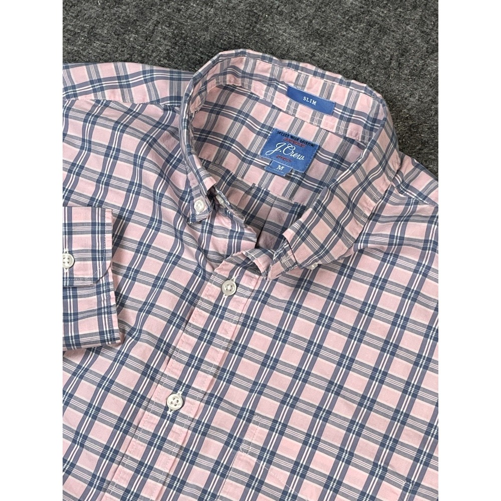 J. Crew Poplin Mercantile Lightweight Stretch pink/blue plaid Men Medium New8599